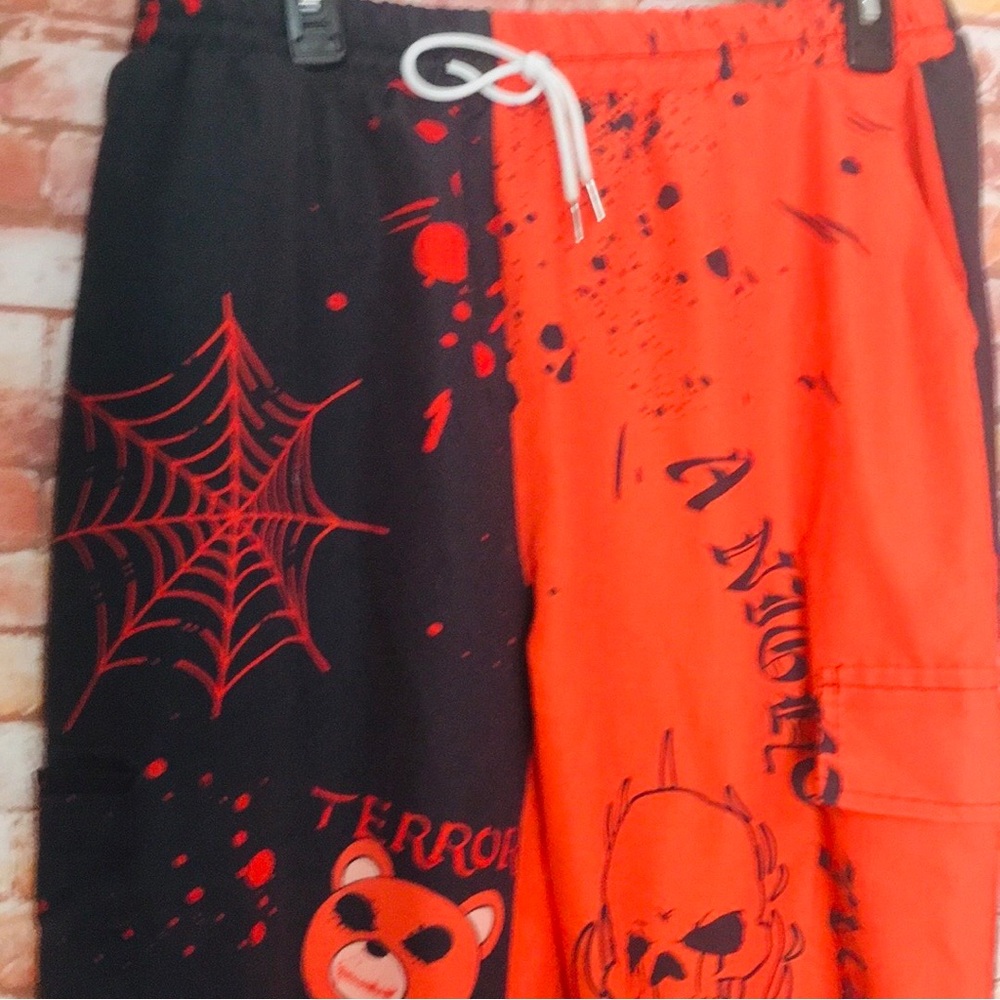 Romwe Black and Orange Halloween Themed Wind Jogger Pants - Picture 3 of 7